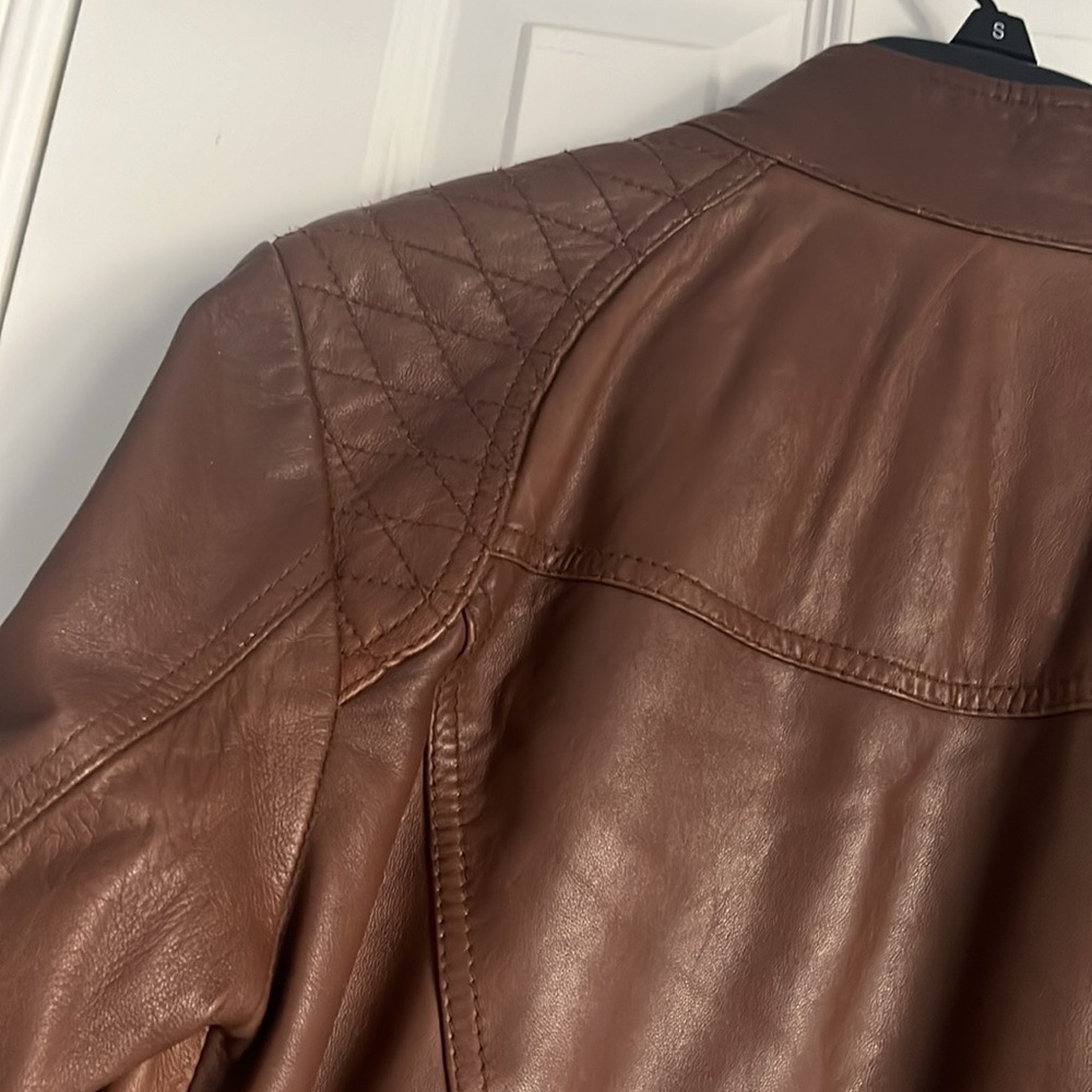 Black Rivet Brown Leather Jacket - Picture 6 of 8